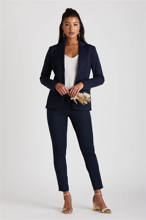 navy blue women's suit